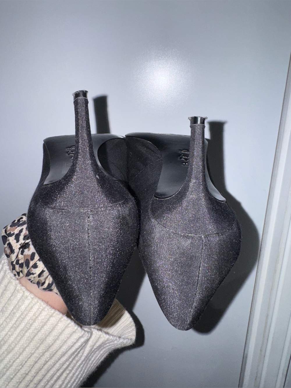 Tory Burch Black Pointed Toe Logo Flats with Embellished T Detail - Picture 7 of 7